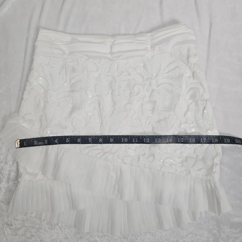 Naked Wardrobe The Statement White Sequin Ruffle Mini Skirt Women's Size M NWOTF - Picture 14 of 15